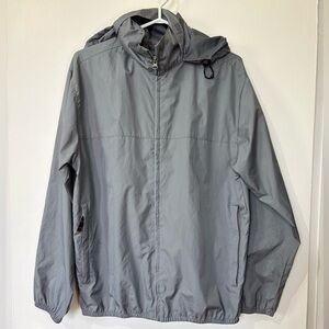 Van Heusen Gray Hooded Windbreaker - Size S (Fits L)